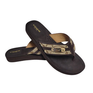 COACH JODEE Women's Brown Thong Sandals Size 7.5B Excellent Condition